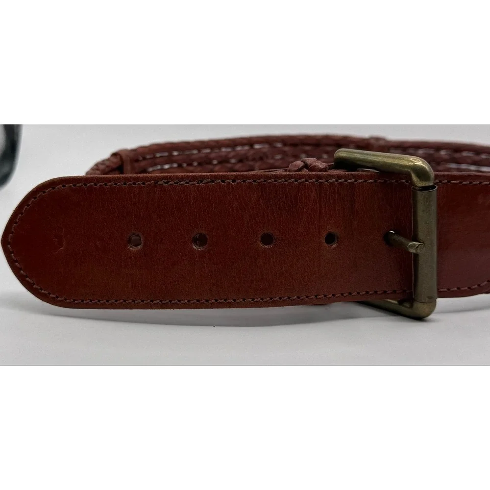 ✨VTG Ralph Lauren Braided Leather Belt✨ Boho Western Luxe Brown Size 30